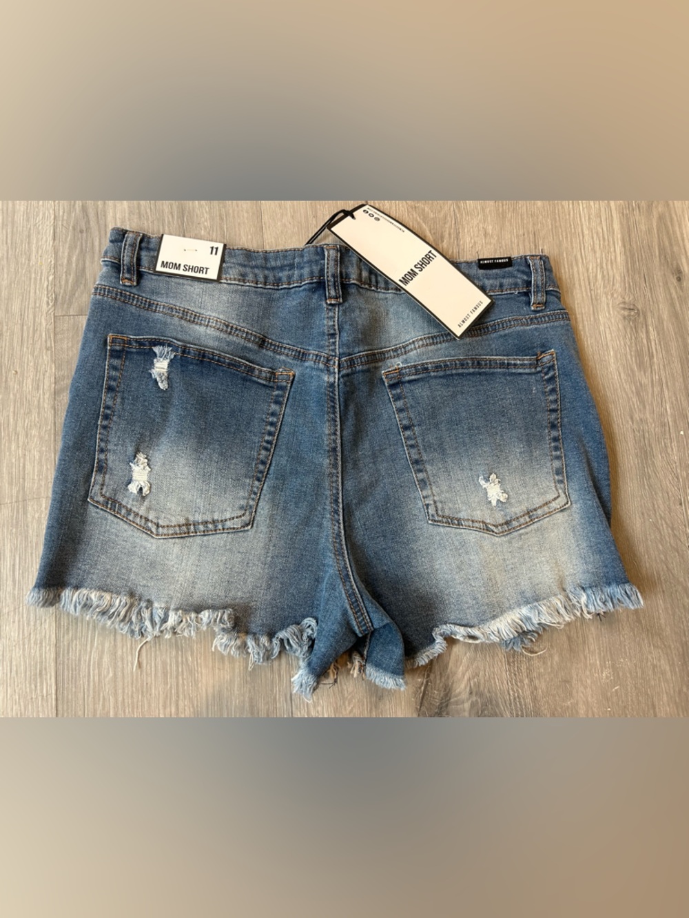 Almost Famous Blue Distressed Mom Denim Shorts size 11 - Picture 2 of 2
